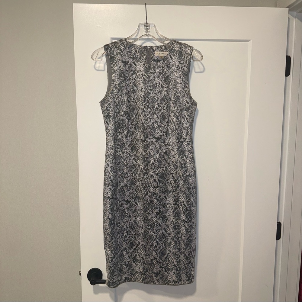 Sleeveless Sage Green Snake Print Dress